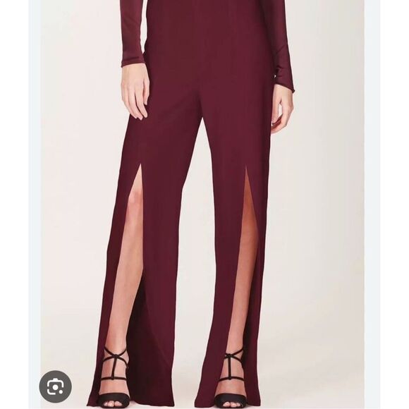 Cushnie Et Ochs Split Front Silk Crepe Wide Leg Flared Trouser Pant Size 0 BLACK - Picture 1 of 9